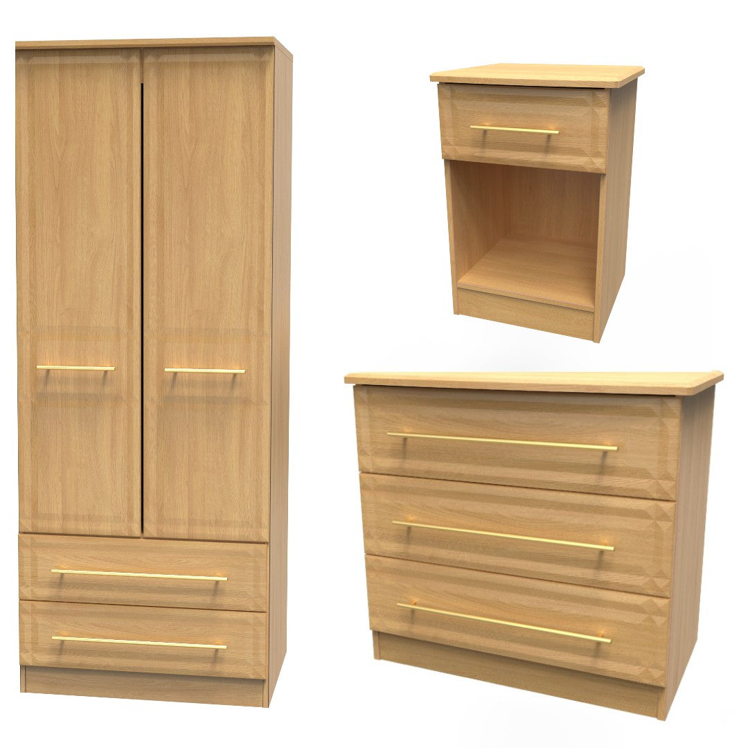 Faye Modern Oak Bedroom Set 2