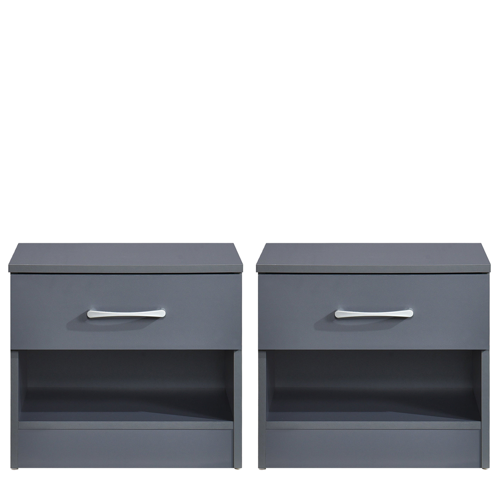 Pair of Highbury 1 Drawer Open Shelf Bedside Tables
