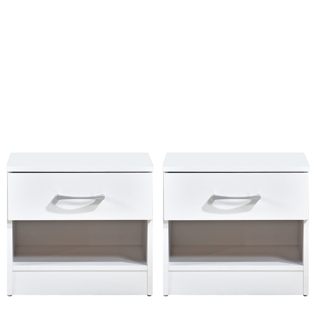 Pair of Highbury 1 Drawer Open Shelf Bedside Tables