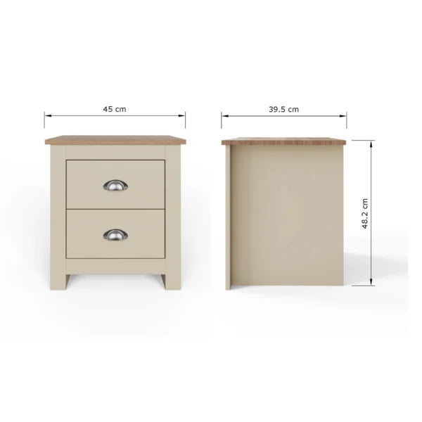 Lancaster 2 Drawer Bedside Table