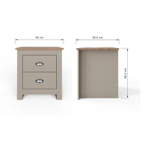Lancaster 2 Drawer Bedside Table