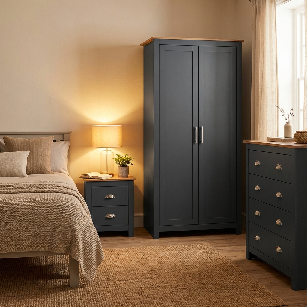 Lancaster 2 Door Wardrobe 3 Piece Bedroom Set