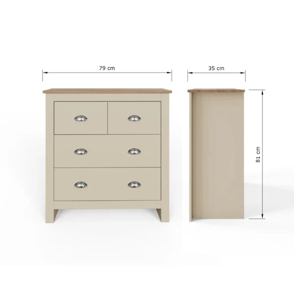 Lancaster 2+2 Drawer Chest of Drawers