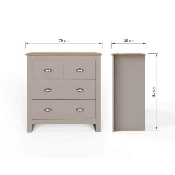 Lancaster 2+2 Drawer Chest of Drawers