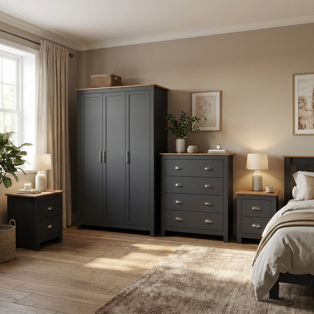Lancaster 3 Door Wardrobe 4 Piece Bedroom Set