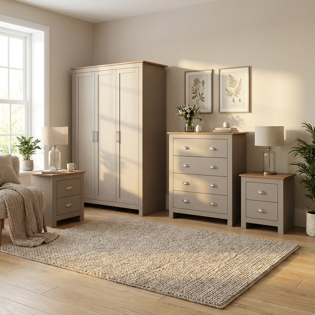 Lancaster 3 Door Wardrobe 4 Piece Bedroom Set
