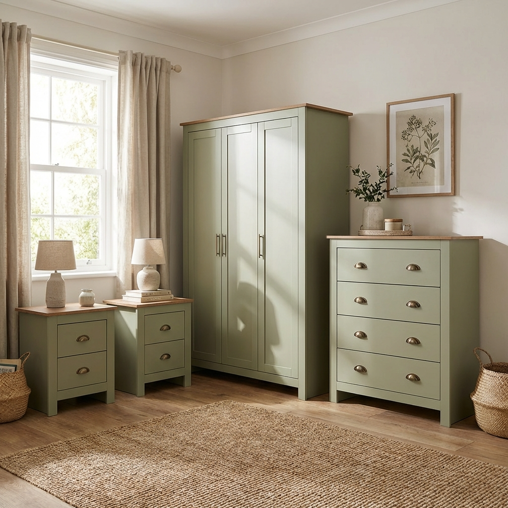 Lancaster 3 Door Wardrobe 4 Piece Bedroom Set