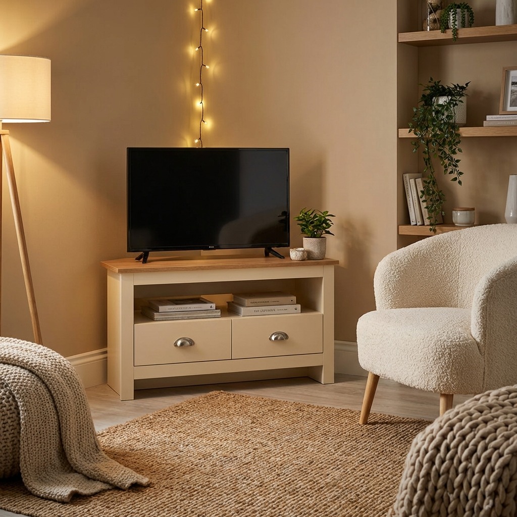 Lancaster 2 Drawer Corner TV Unit