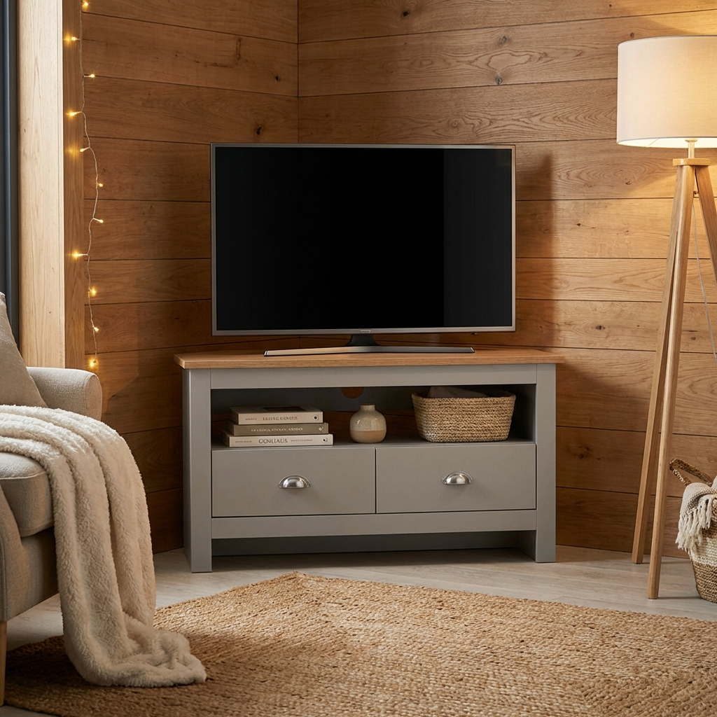 Lancaster 2 Drawer Corner TV Unit