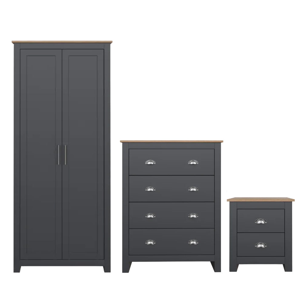 Lancaster 2 Door Wardrobe 3 Piece Bedroom Set