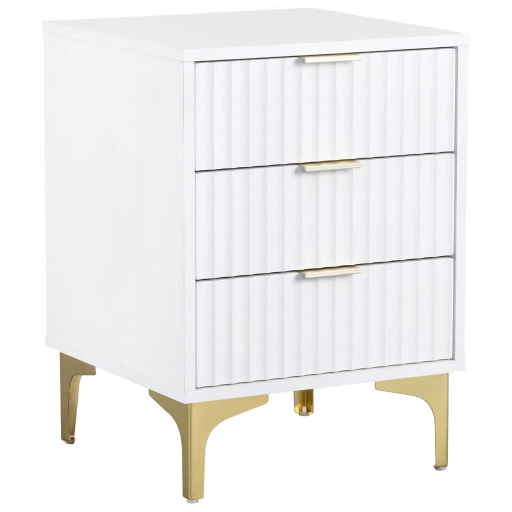 Miami Ridged 3 Drawer Fluted Bedside Table