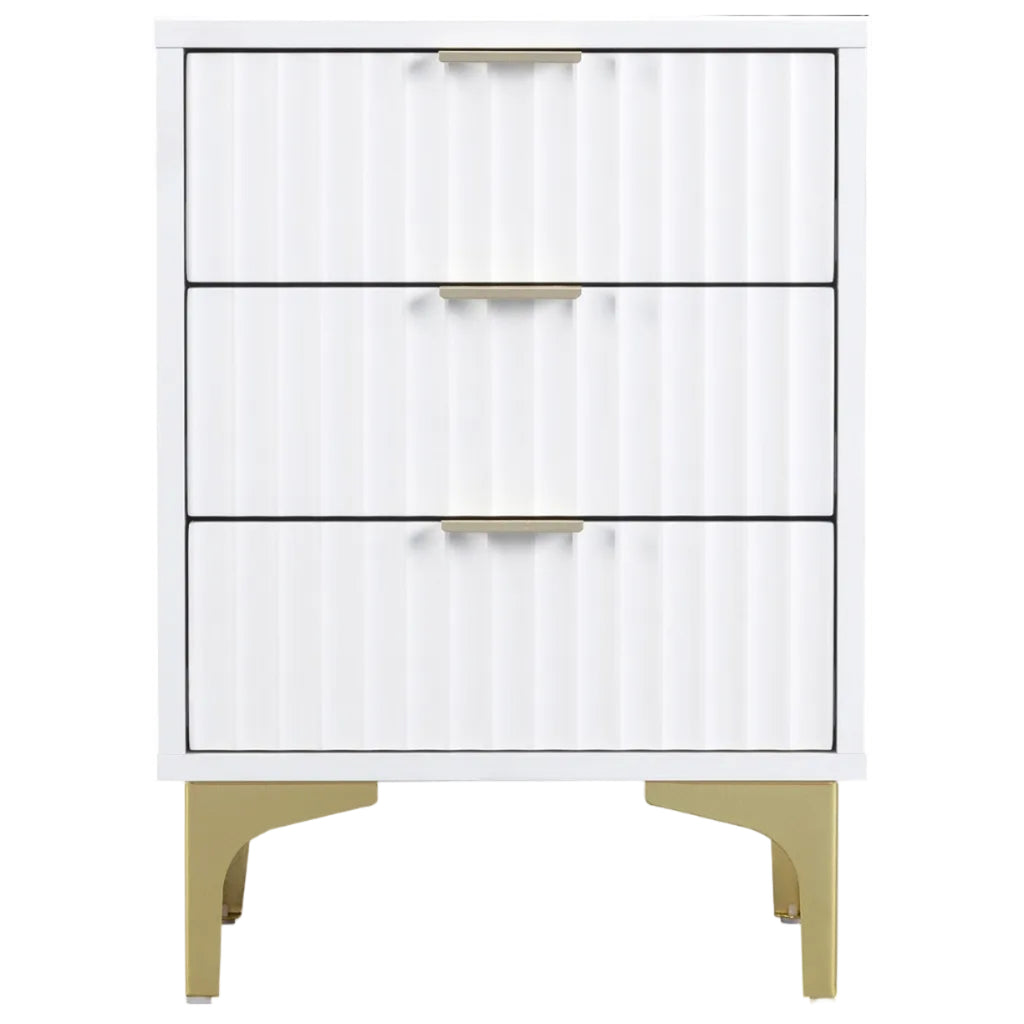 Miami Ridged 3 Drawer Fluted Bedside Table