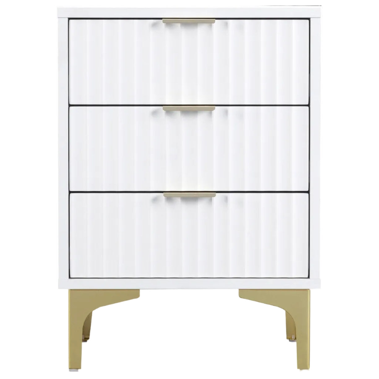 Miami Ridged 3 Drawer Fluted Bedside Table