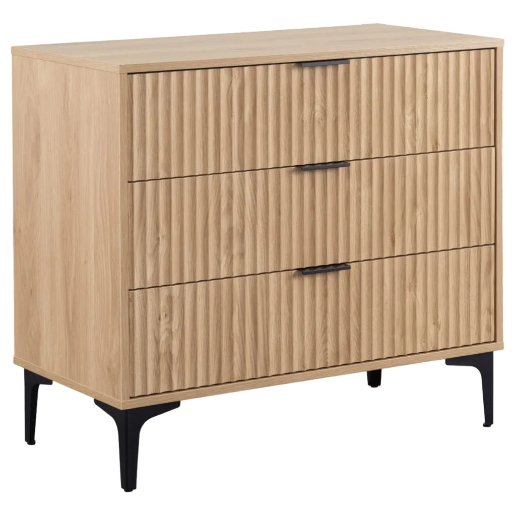 Miami Ridged 3 Drawer Fluted Chest of Drawers