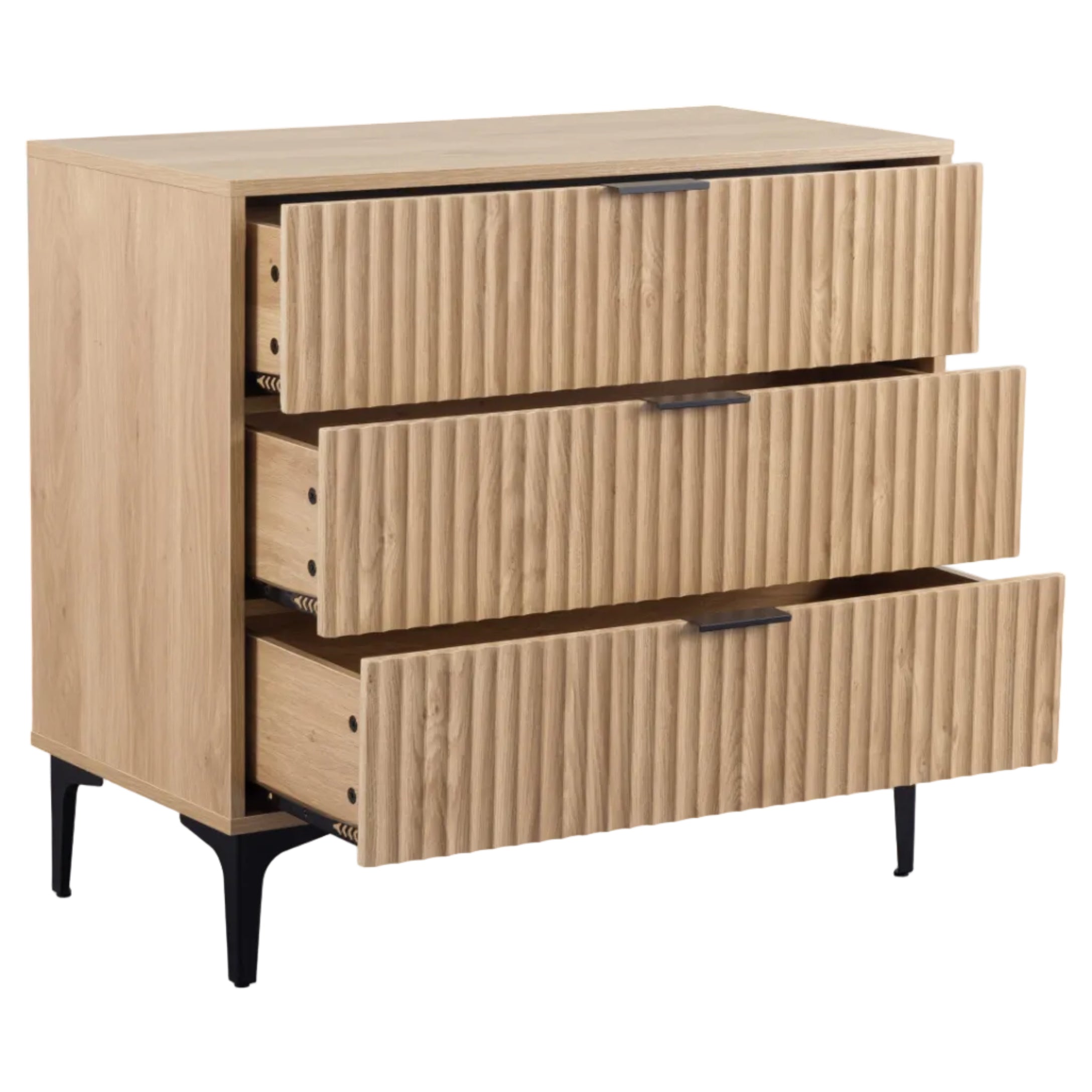 Miami Ridged 3 Drawer Fluted Chest of Drawers