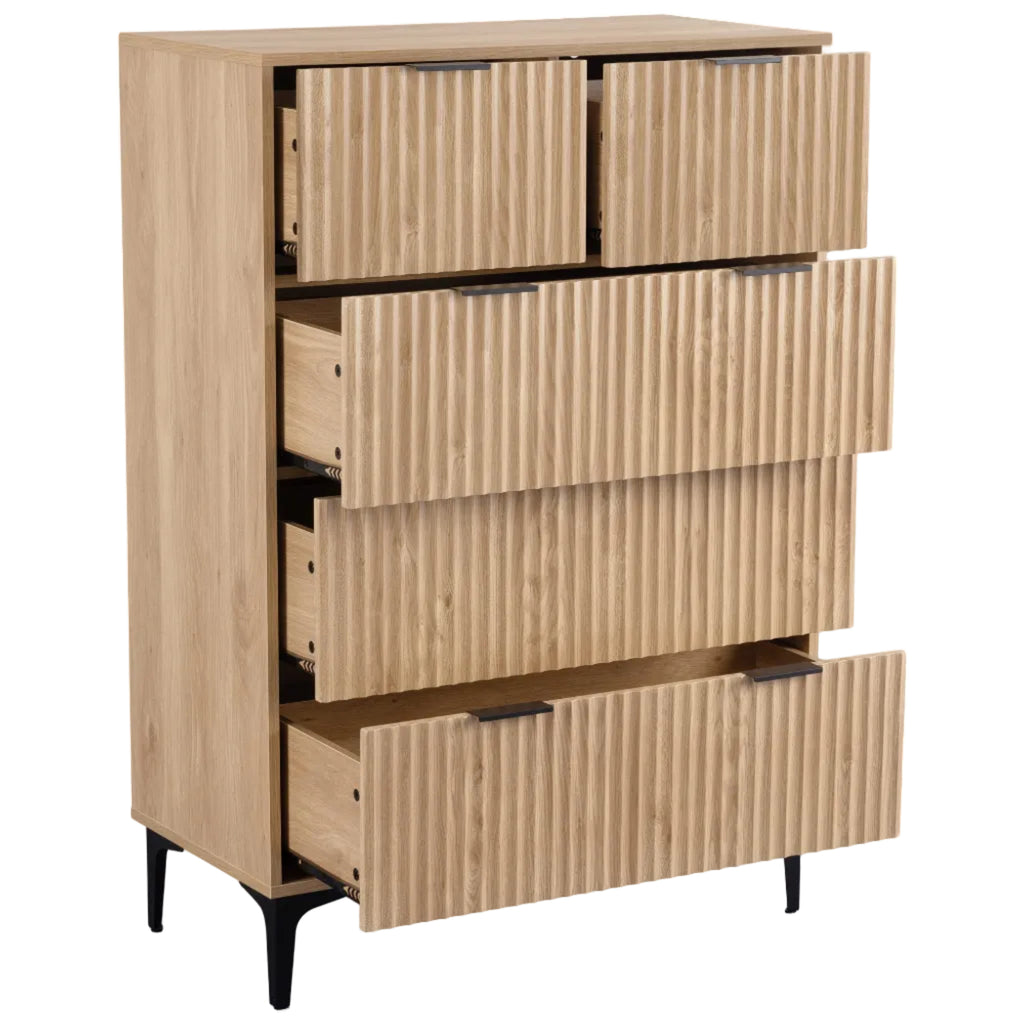 Miami Ridged 3+2 Drawer Fluted Chest of Drawers