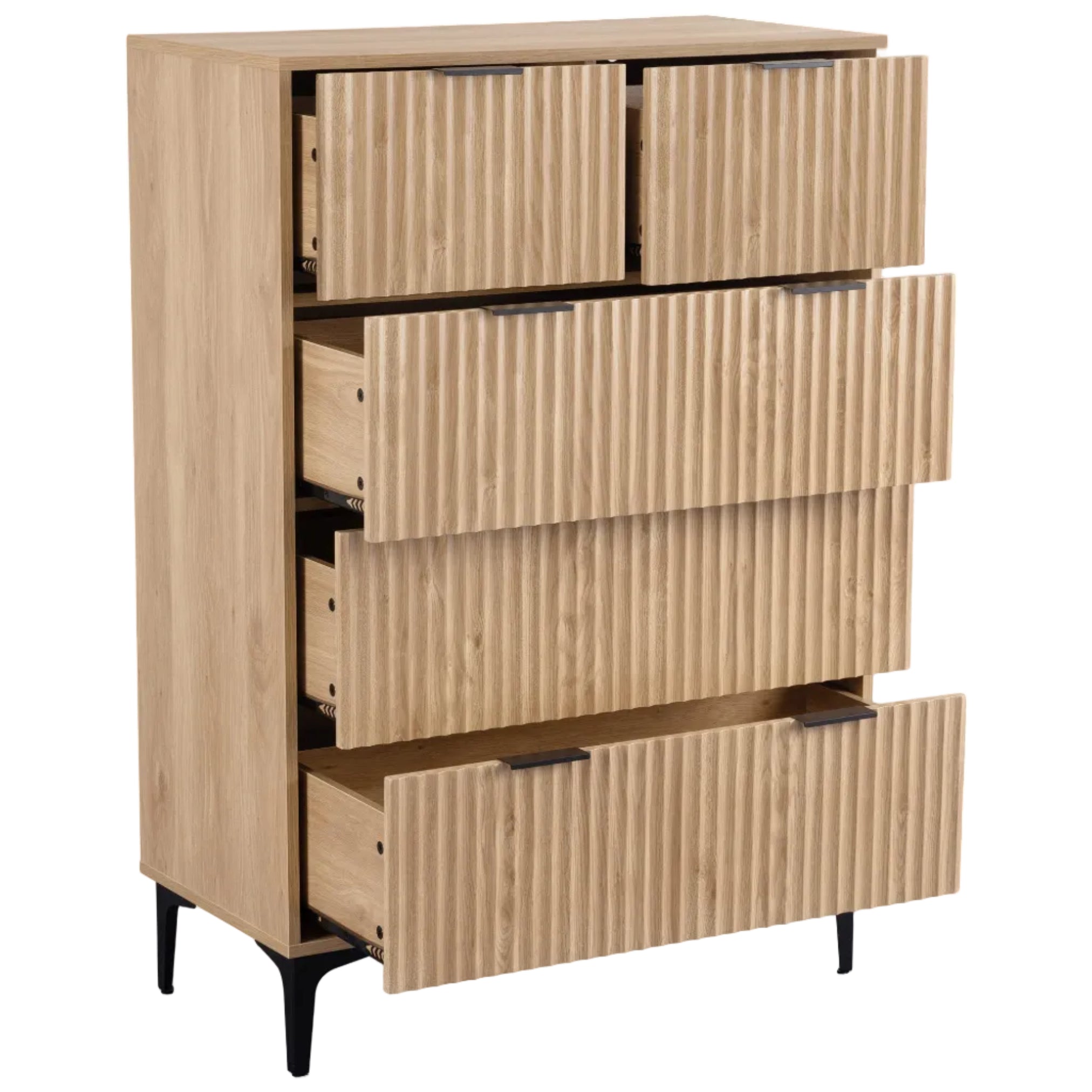 Miami Ridged 3+2 Drawer Fluted Chest of Drawers
