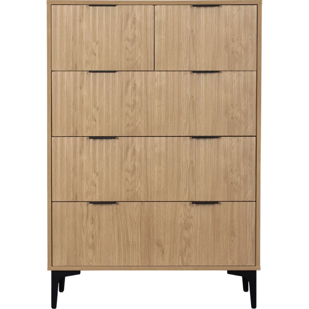 Miami Ridged 3+2 Drawer Fluted Chest of Drawers