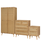 Manila Rattan 2 Door Wardrobe 3 Piece Bedroom Set