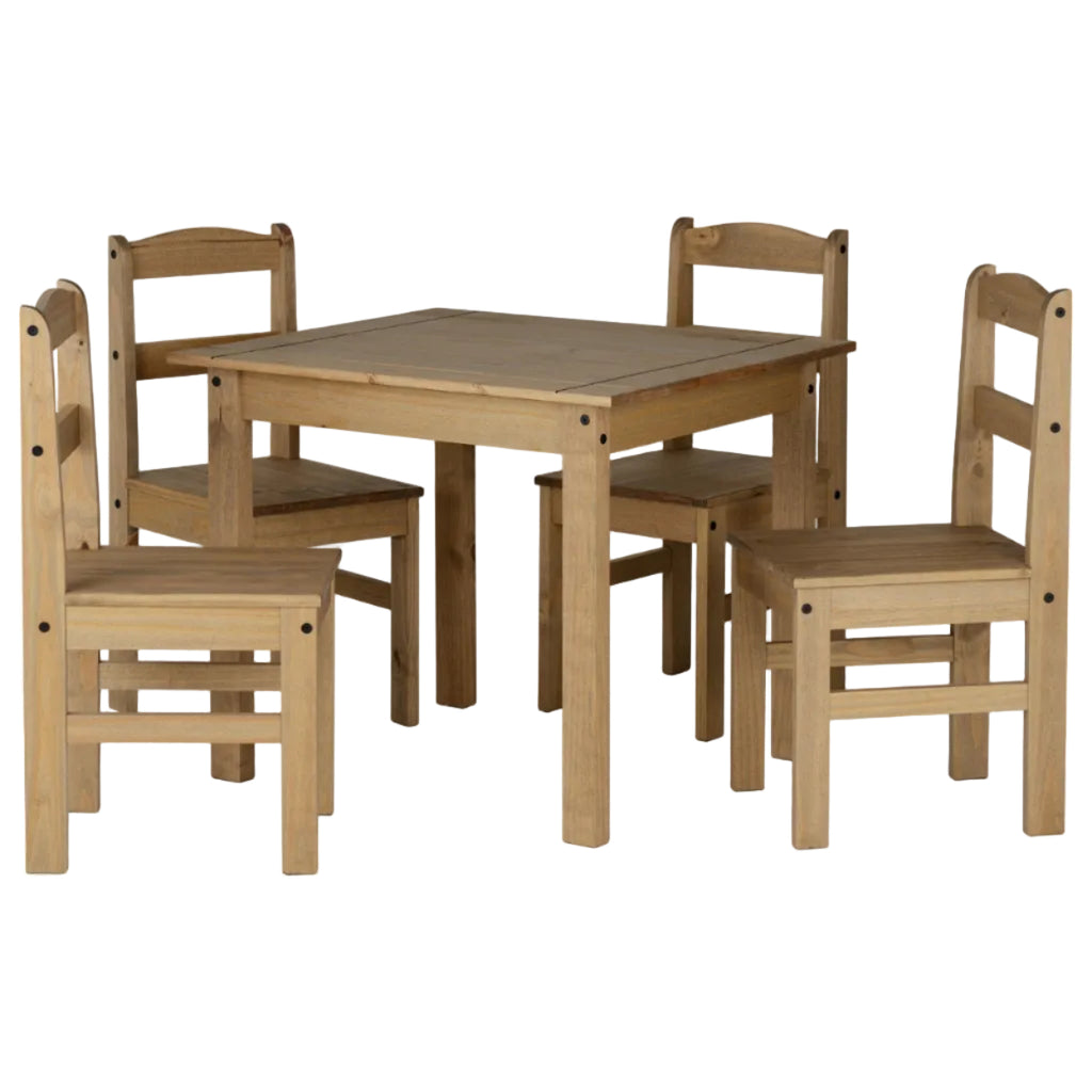 Panama Square Dining Table Set with 4 Chairs