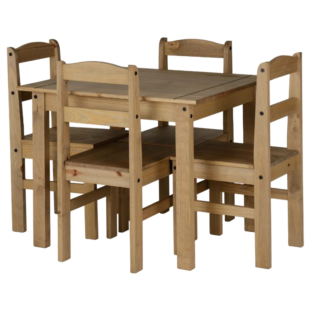 Panama Square Dining Table Set with 4 Chairs