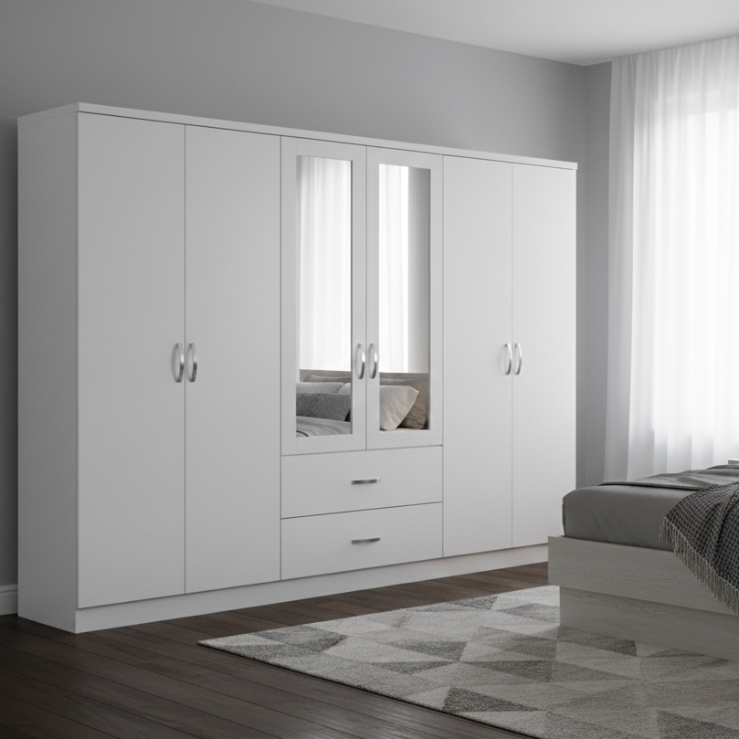 Paddington 6 Door 2 Drawer Mirrored Wardrobe
