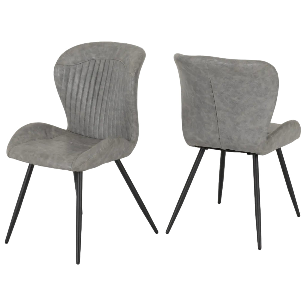 Quebec Wave Edge Dining Table with 4 Faux Leather Dining Chairs