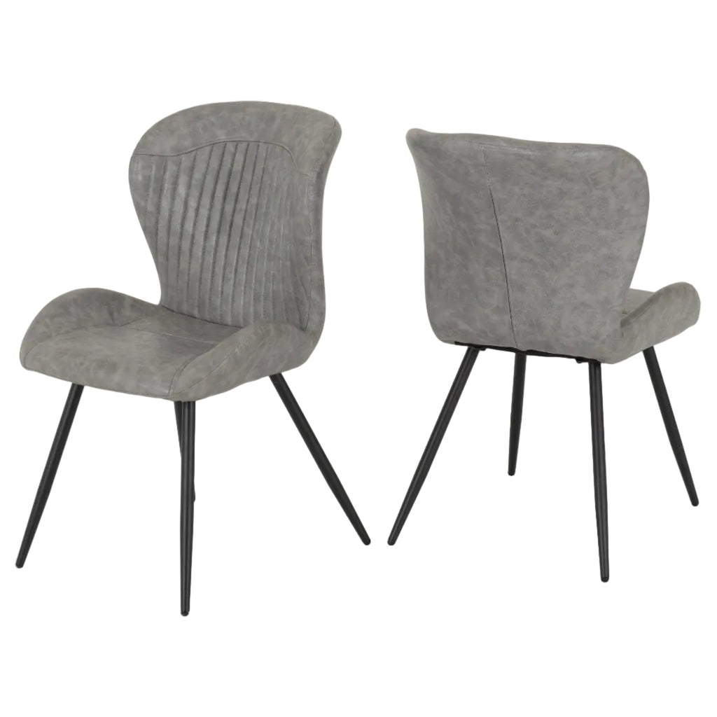 Quebec Wave Edge Dining Table with 4 Faux Leather Dining Chairs