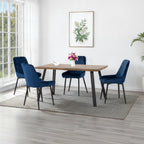 Quebec Wave Edge Dining Table with 4 Avery Velvet Dining Chairs