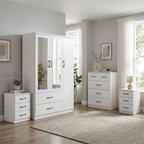 Paddington 3 Door Wardrobe & 3+2 Drawer Chest 4 Piece Bedroom Set
