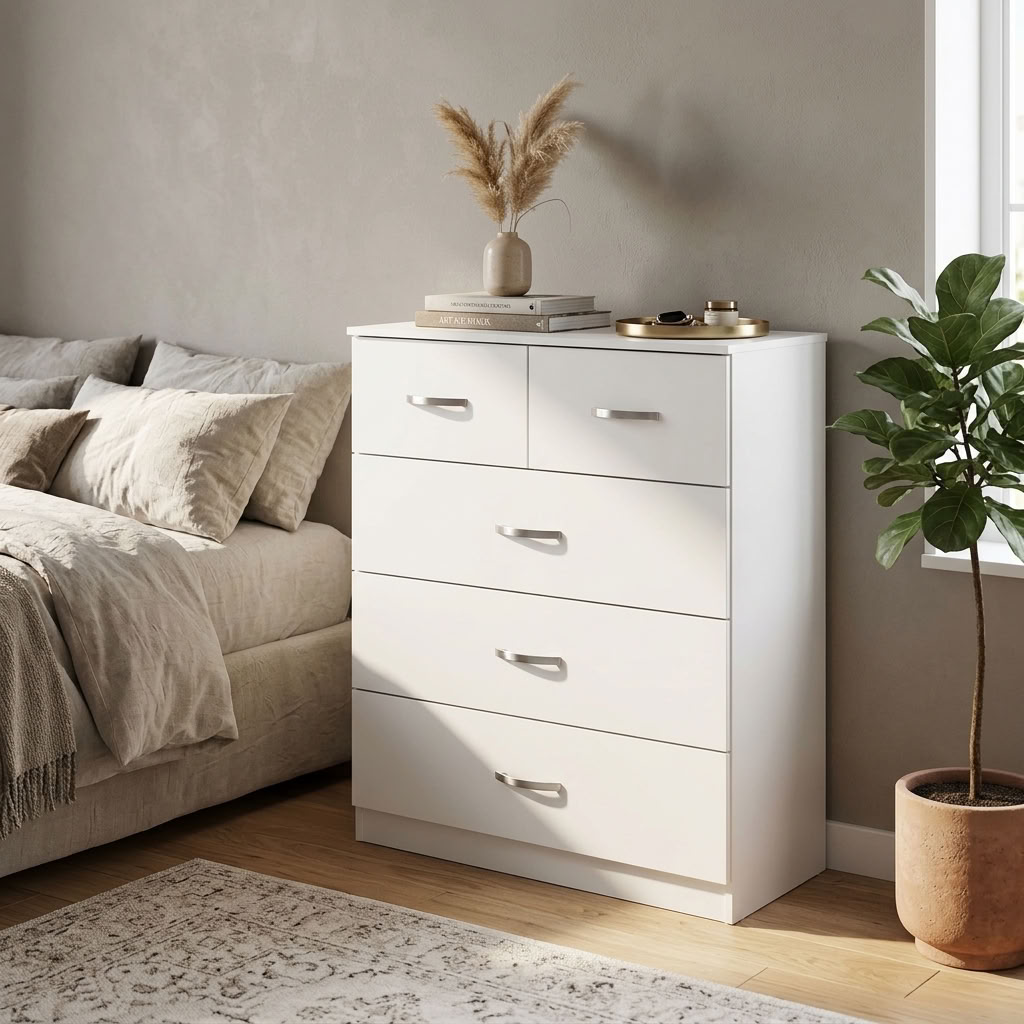 Paddington 3 Door Wardrobe & 3+2 Drawer Chest 4 Piece Bedroom Set