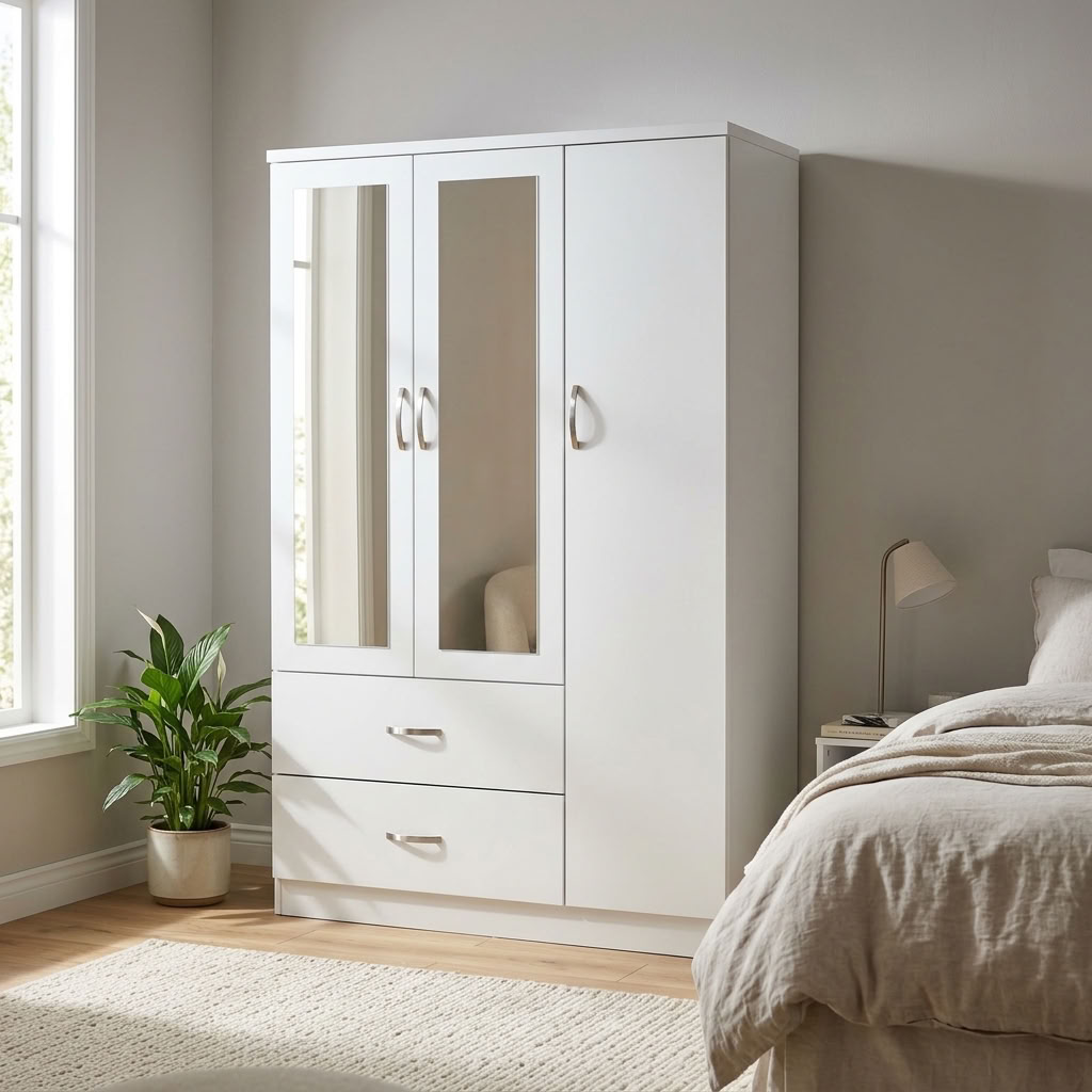 Paddington 3 Door Wardrobe & 3+2 Drawer Chest 4 Piece Bedroom Set
