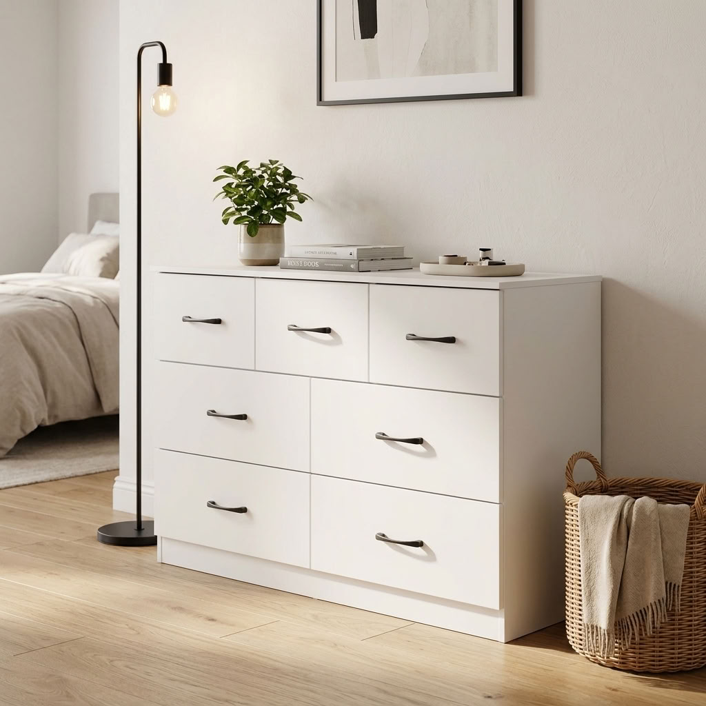 Paddington 3 Door Wardrobe & 7 Drawer Chest 4 Piece Bedroom Set
