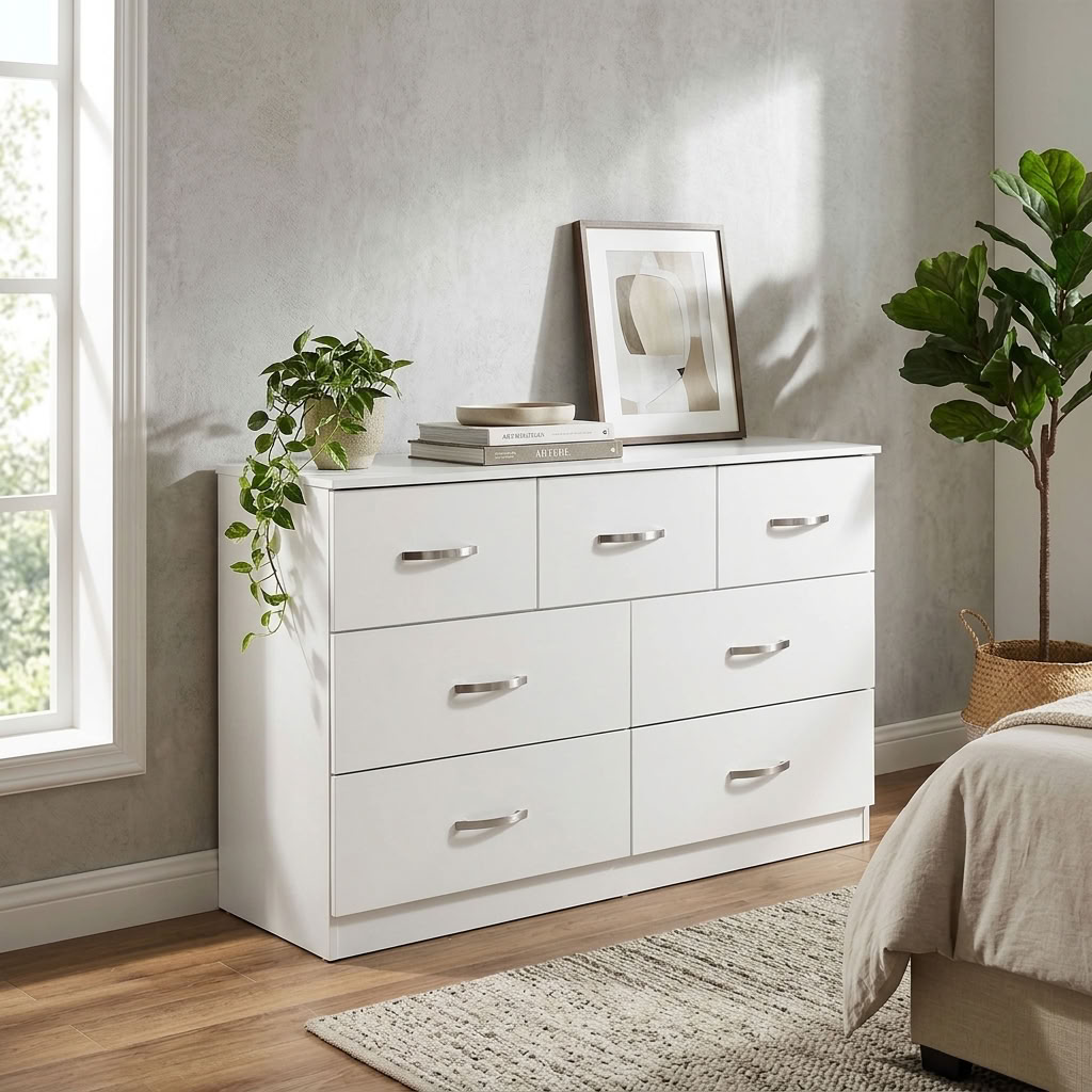 Paddington 3 Door Wardrobe & 7 Drawer Chest 4 Piece Bedroom Set
