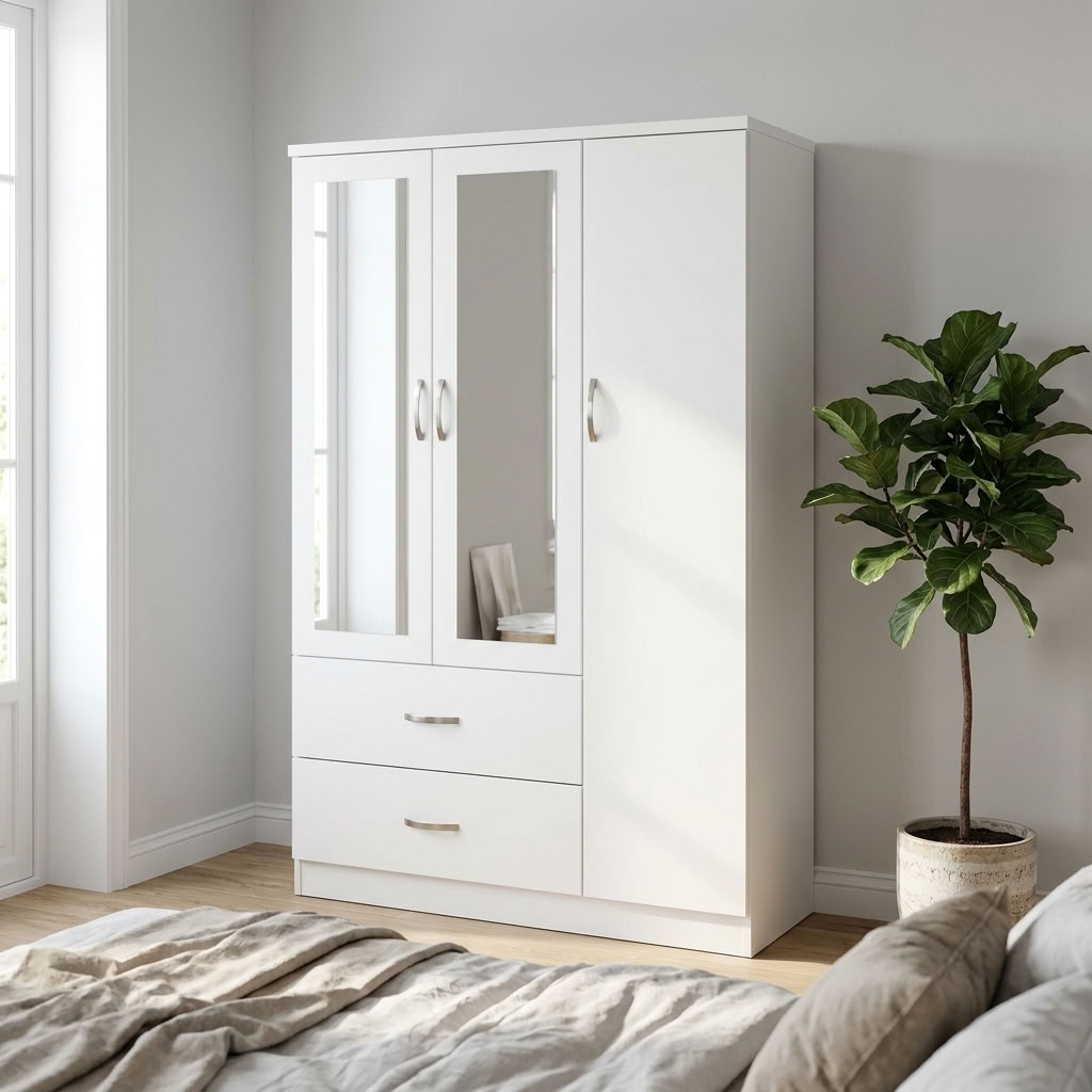Paddington 3 Door Wardrobe & 7 Drawer Chest 4 Piece Bedroom Set
