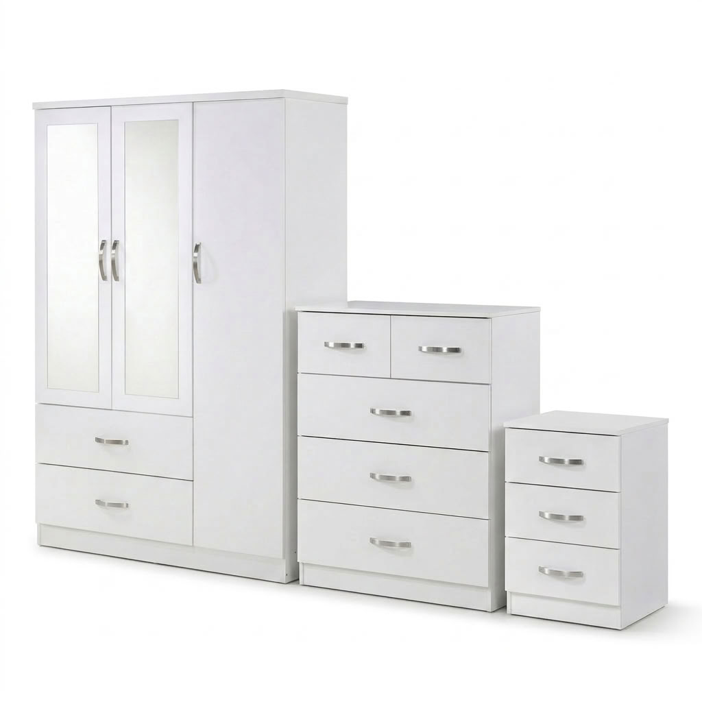 Paddington 3 Door Wardrobe & 3+2 Drawer Chest 3 Piece Bedroom Set
