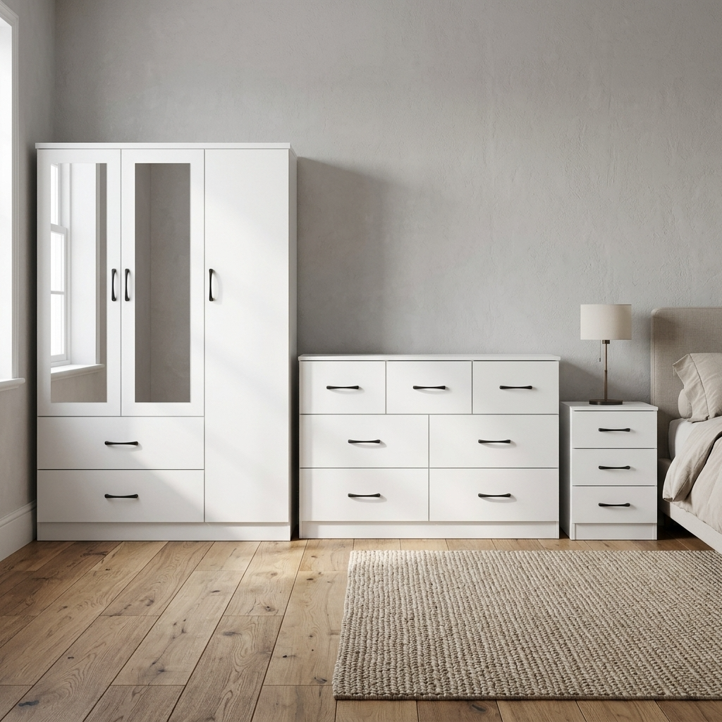 Paddington 3 Door Wardrobe & 7 Drawer Chest 3 Piece Set
