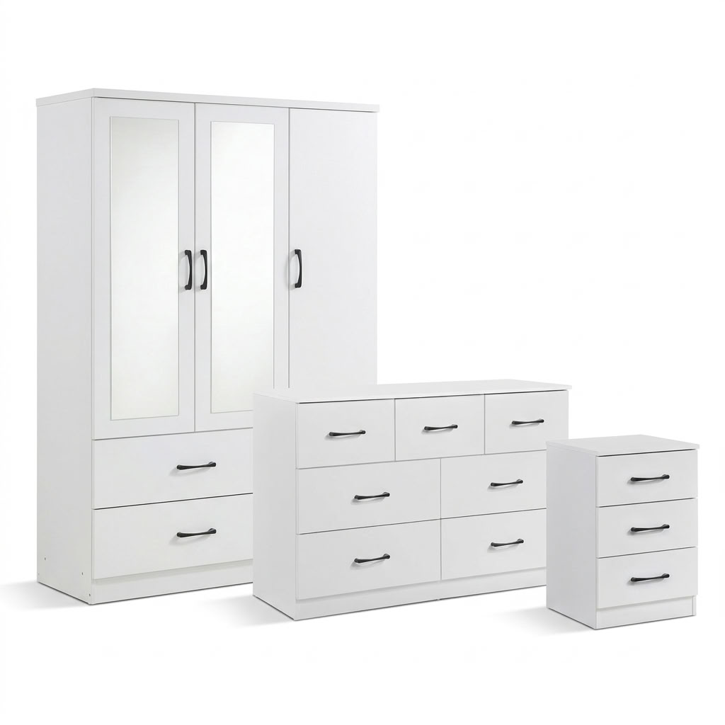 Paddington 3 Door Wardrobe & 7 Drawer Chest 3 Piece Set