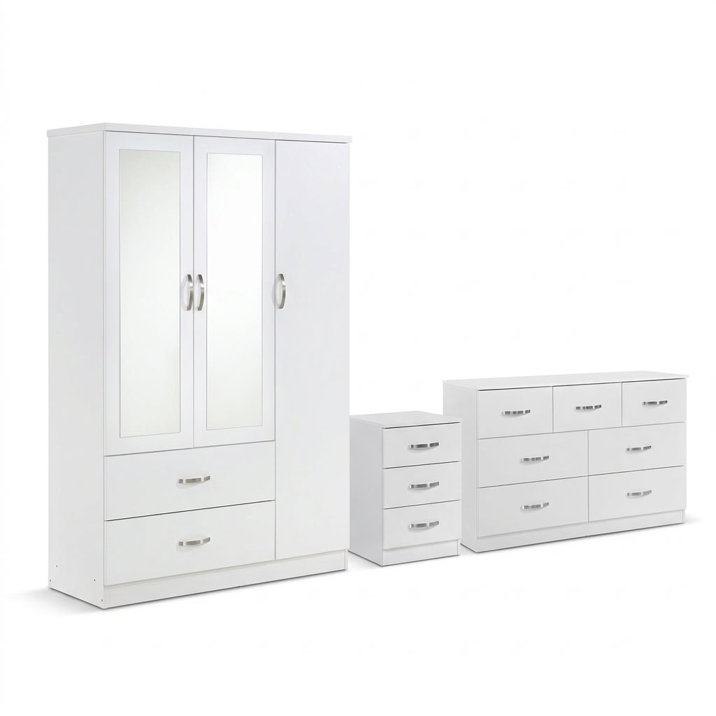 Paddington 3 Door Wardrobe & 7 Drawer Chest 3 Piece Set