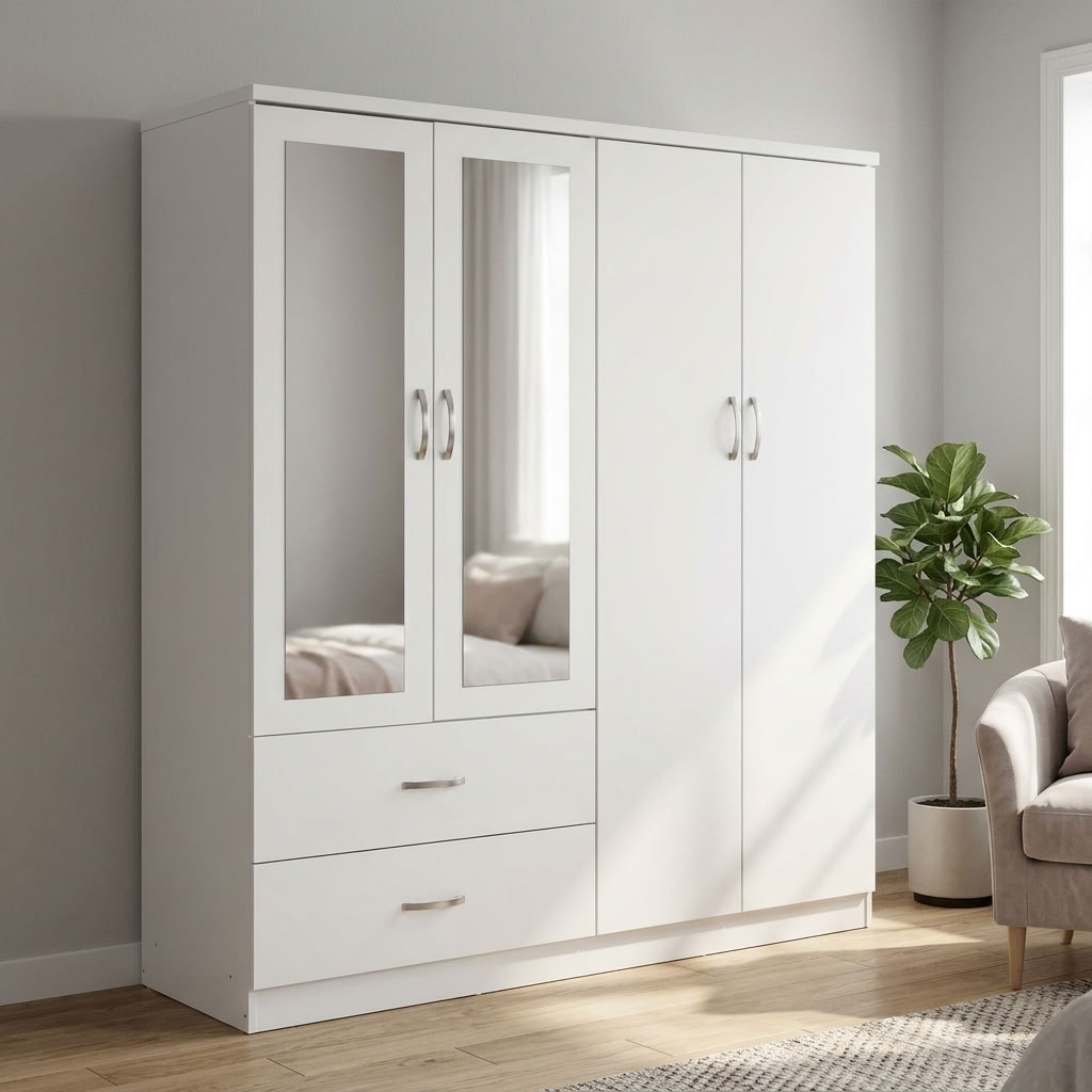 Paddington 4 Door Wardrobe & 3+2 Drawer Chest 4 Piece Bedroom Set
