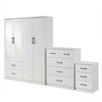 Paddington 4 Door Wardrobe & 3+2 Drawer Chest 3 Piece Bedroom Set