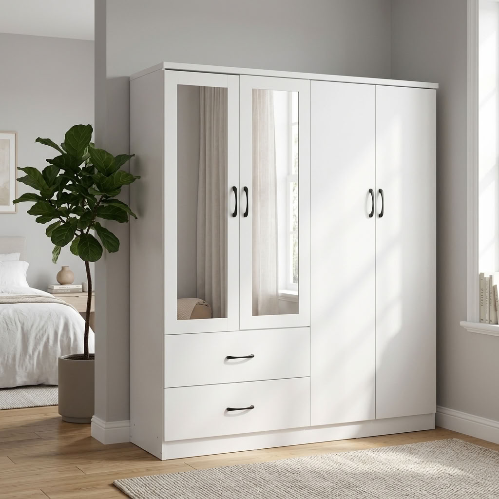 Paddington 4 Door Wardrobe & 3+2 Drawer Chest 3 Piece Bedroom Set