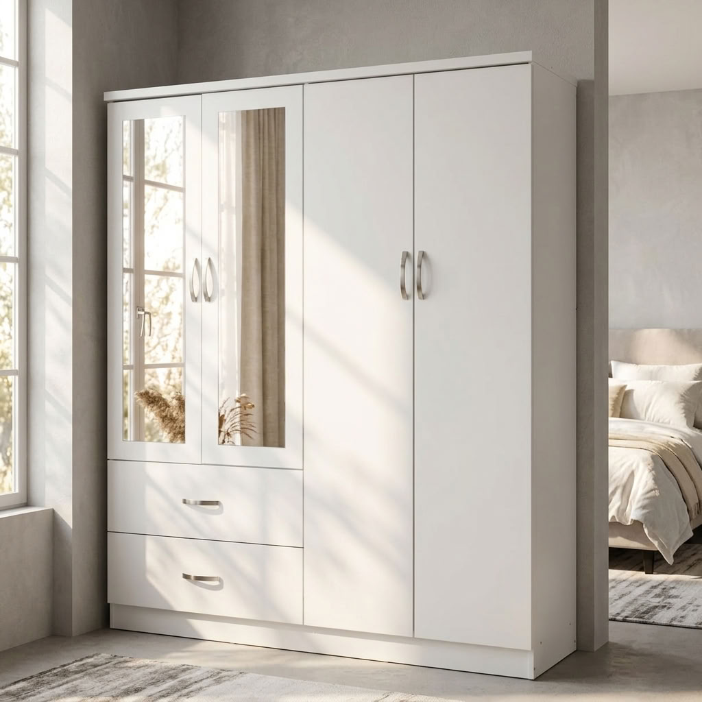 Paddington 4 Door Wardrobe & 3+2 Drawer Chest 3 Piece Bedroom Set