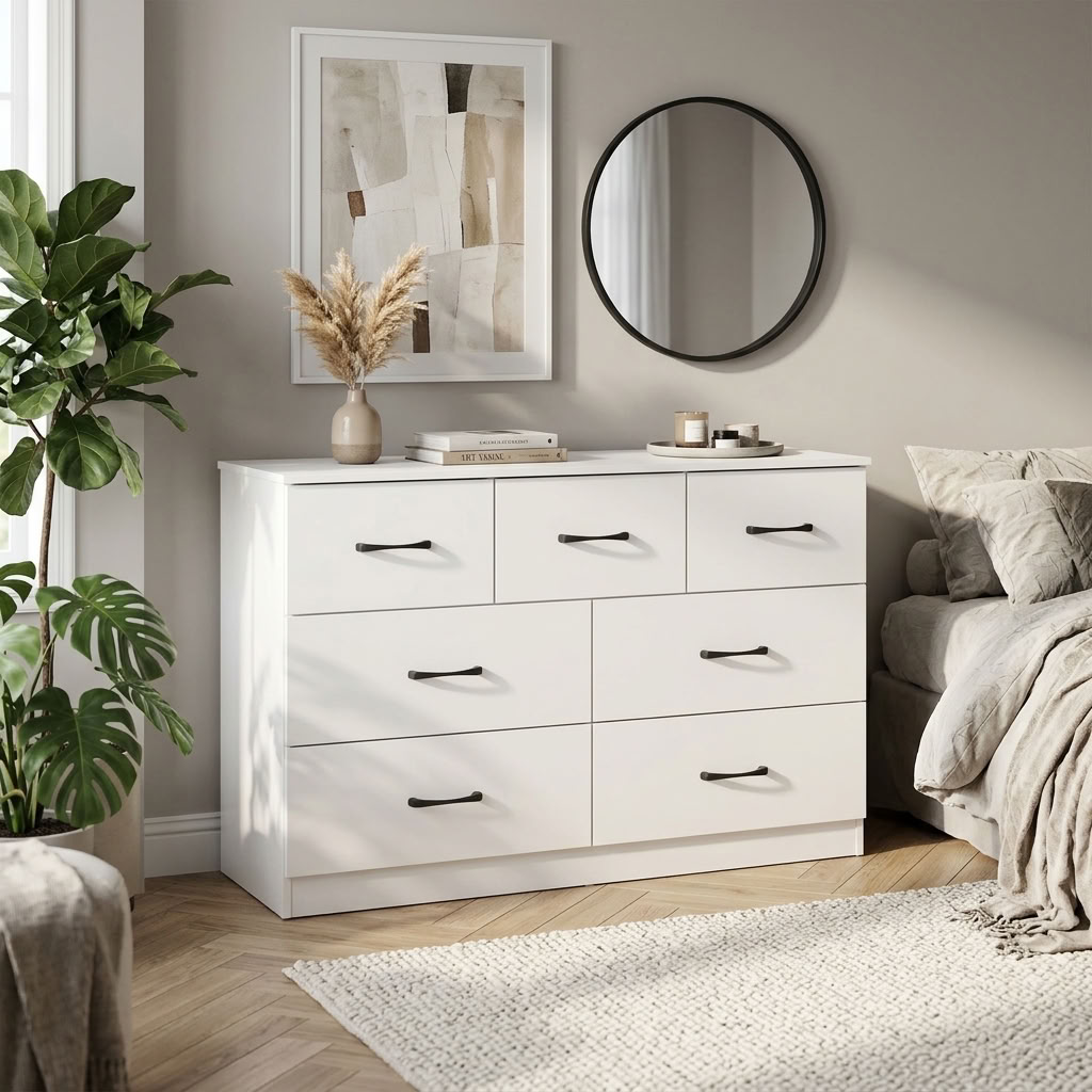 Paddington 4 Door Wardrobe & 7 Drawer Chest 3 Piece Bedroom Set