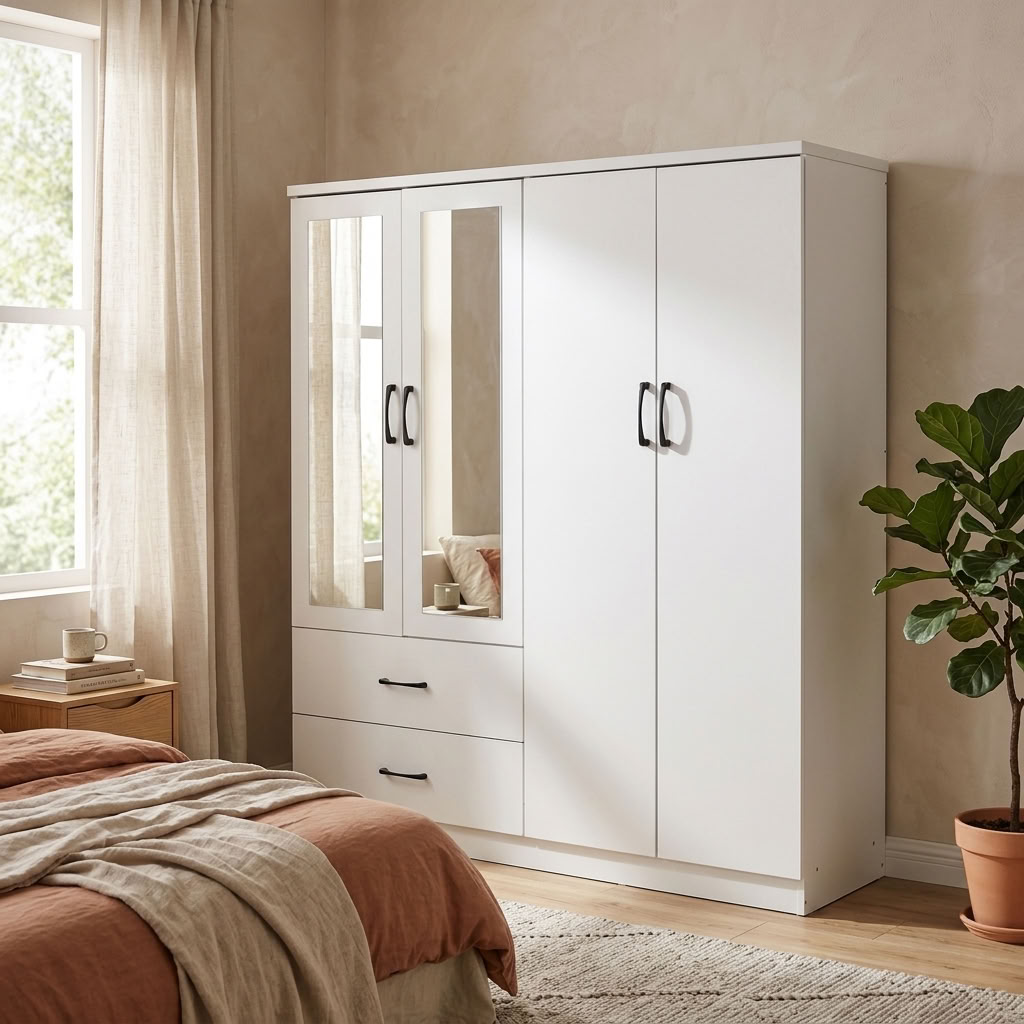 Paddington 4 Door Wardrobe & 7 Drawer Chest 3 Piece Bedroom Set