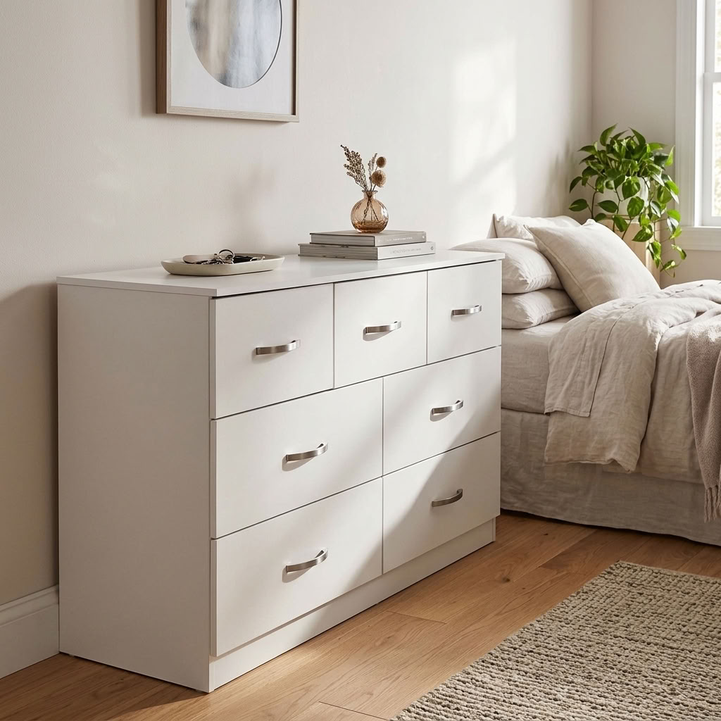Paddington 4 Door Wardrobe & 7 Drawer Chest 3 Piece Bedroom Set
