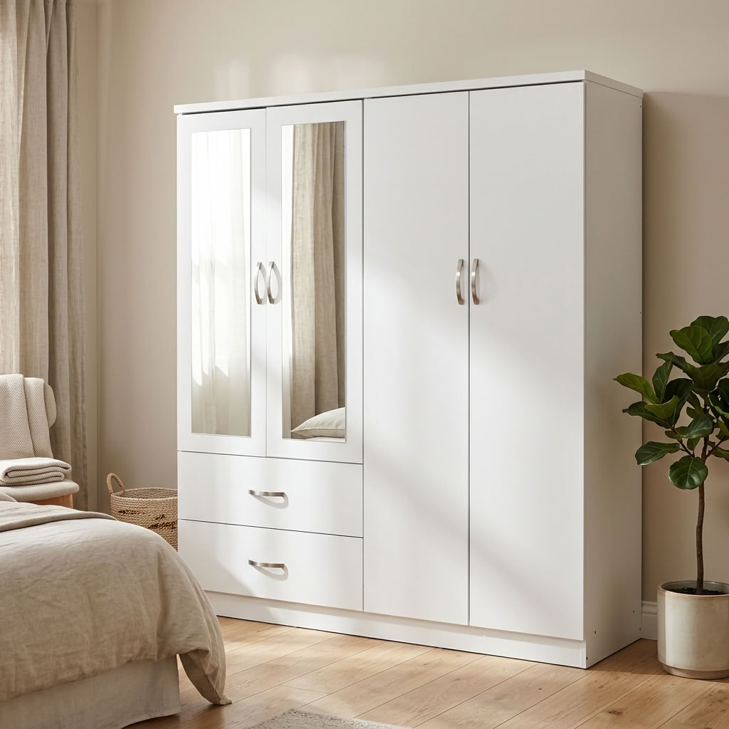 Paddington 4 Door Wardrobe & 7 Drawer Chest 3 Piece Bedroom Set