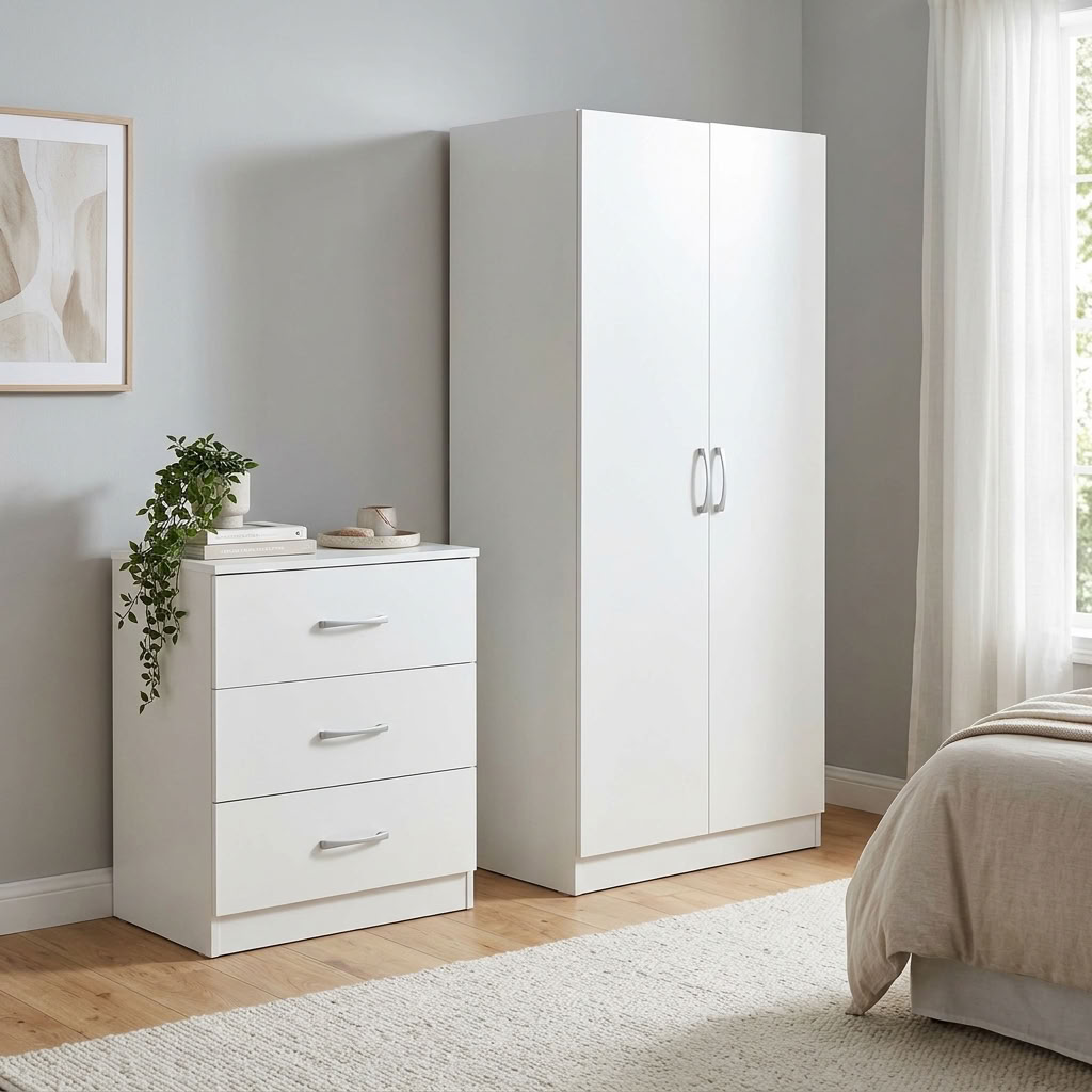 Highbury 2 Door Double Wardrobe & 3 Drawer Chest 2 Piece Bedroom Set