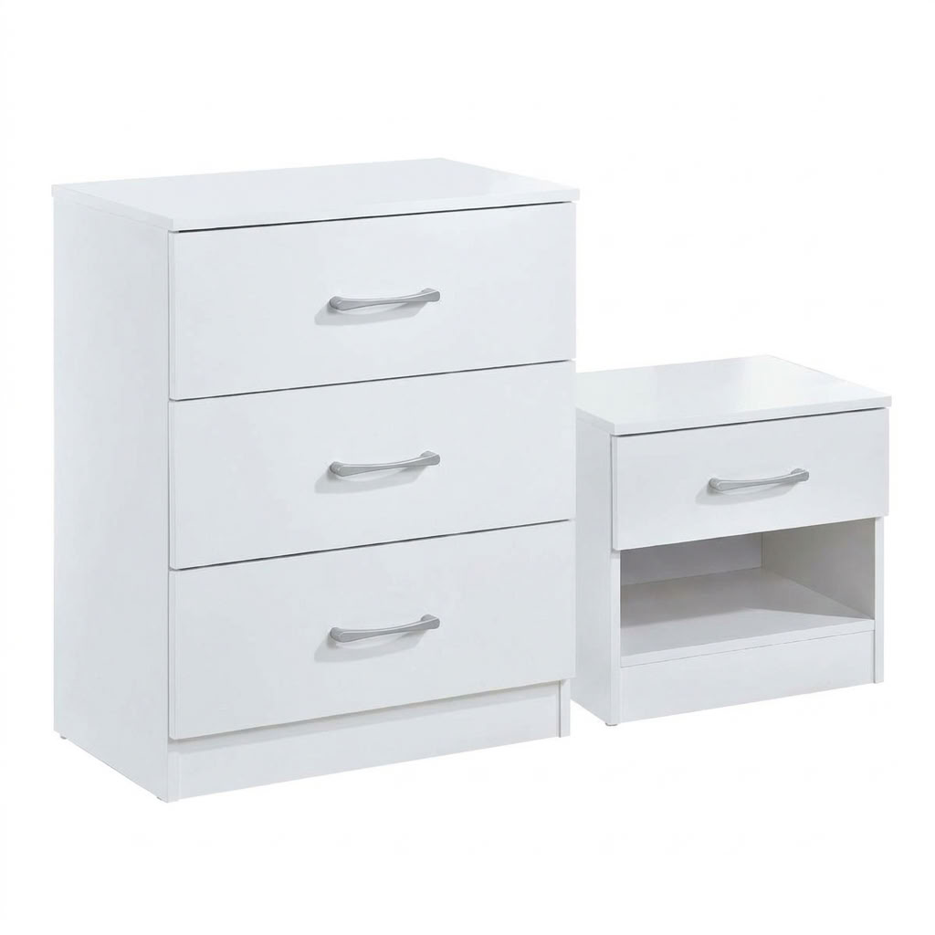 Highbury 3 Drawer Chest of Drawers & 1 Drawer Bedside 2 Piece Bedroom Set