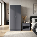 Highbury 2 Door Double Wardrobe & 1 Drawer Bedside 2 Piece Bedroom Set